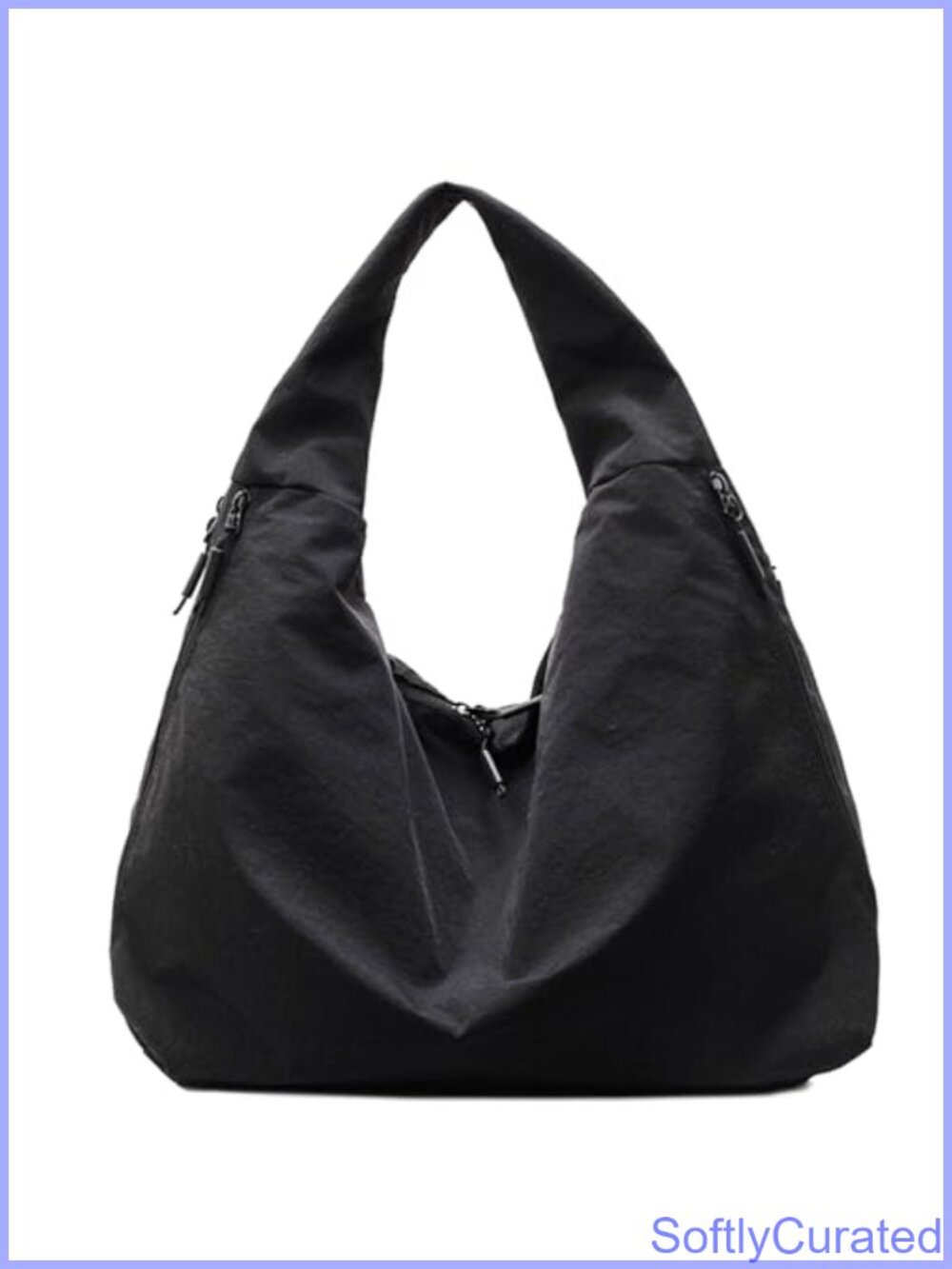 Waterproof Nylon Slouchy Tote Bag Crescent Hobo Purse Multi Pocket